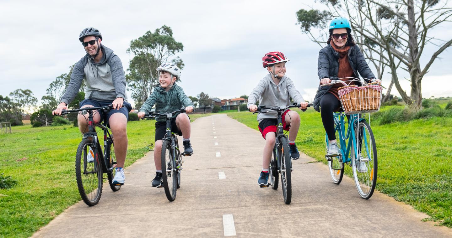 family biking